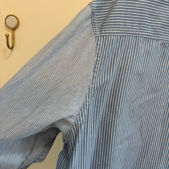 Sun + Stone Dual Blue Striped Men's Lightweight Denim Shirt 100% Cotton XXL - Picture 7 of 9